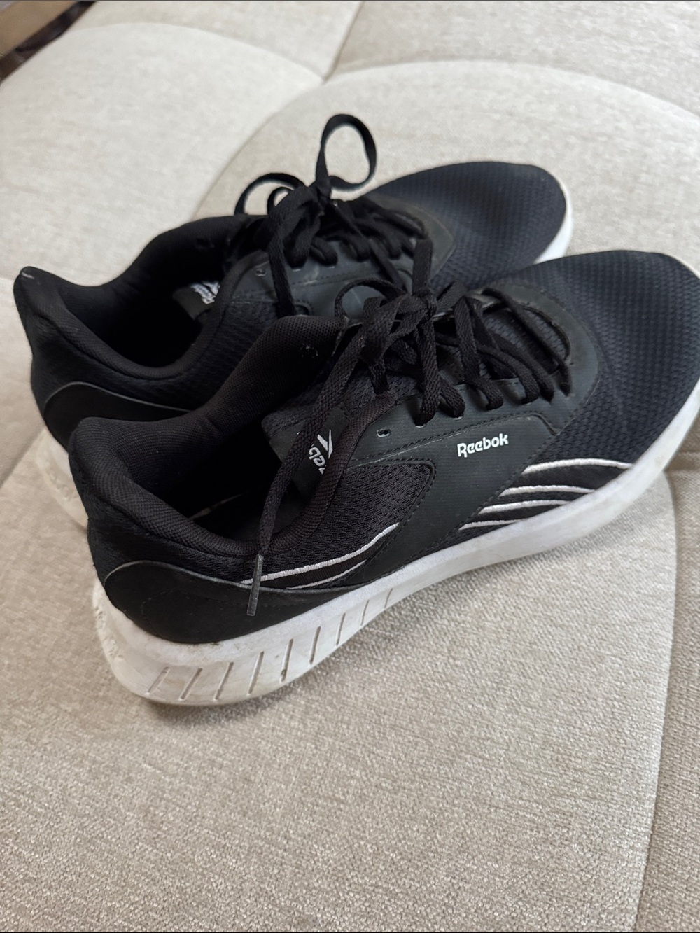 Reebok Black and White Men's Athletic Sneakers